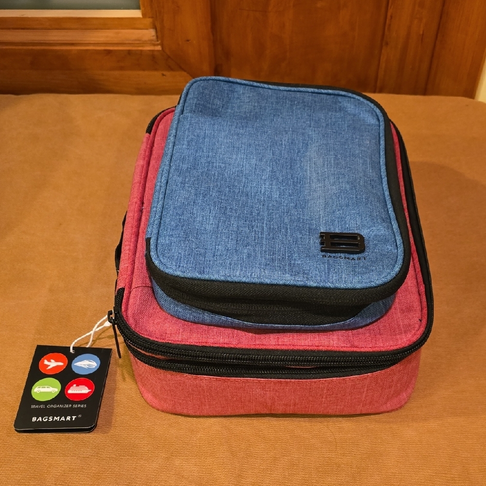 BAGSMART Pink and Blue Travel Organizer Bag Set